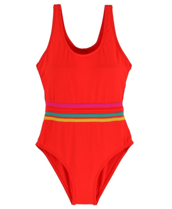 Fatos de banho para meninas com riscas J2492 laranja 5