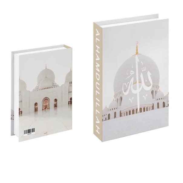 Fausse décoration livre Alhamdulillah Non-ouvrable accessoire de livre Décoration intérieure moderne avec motif de mosquée sur étagère table bibliothèque 1