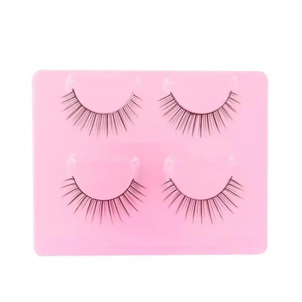 Faux cils fins 2 paires Cils en fibres synthétiques avec bande Cils en vison 1