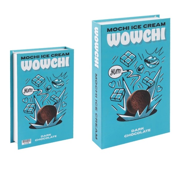 Faux livre décoration Turquoise non ouvrable imitation de livre design Mochi Ice Cream motif chocolat accessoire d'intérieur moderne 1