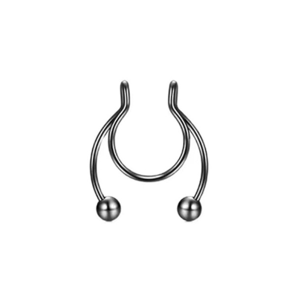 Faux piercing de nez en forme de fer à cheval noir
