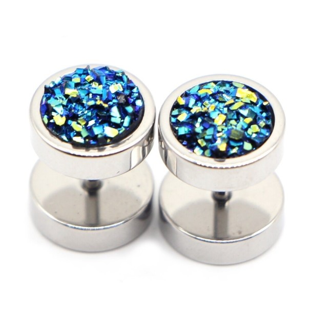Faux plugs avec cristaux argenté 4