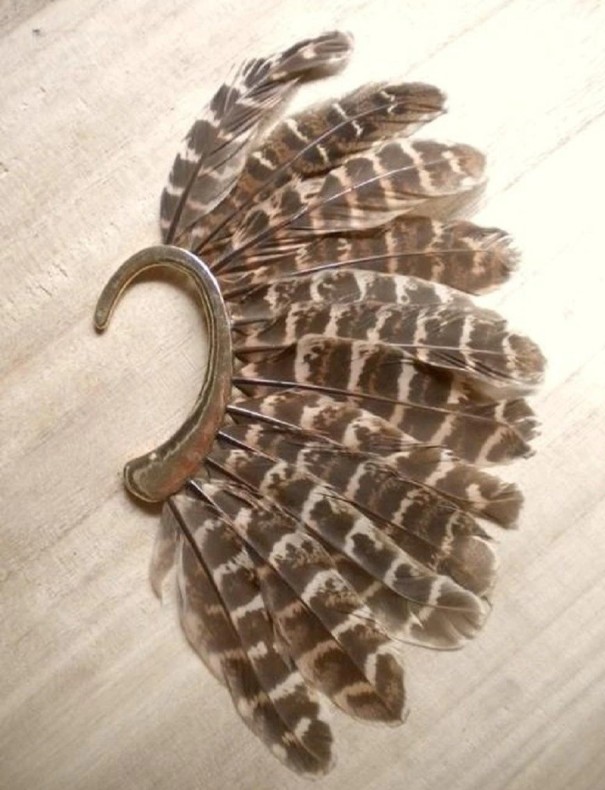 Feather Earrings brown
