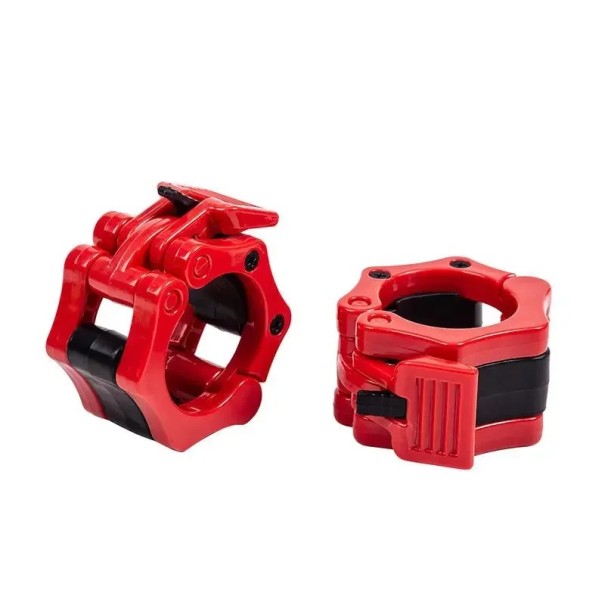 Fechos de pressão para halteres 2 pcs 25 mm Tampas plásticas para eixos de halteres Fechos bloqueáveis para treino de força seguro na ginásio vermelho