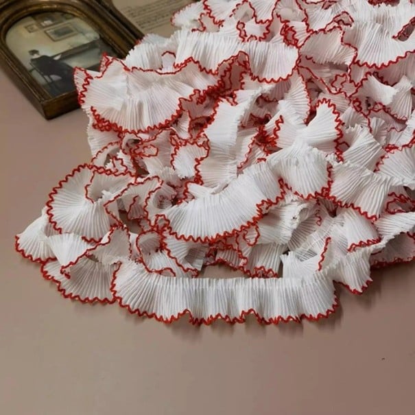 Fehér csipkés szalag 3 cm x 91 cm Sifon dekoratív szalag díszes széllel Díszes csipke ruhák varrásához esküvői dekorációk DIY piros