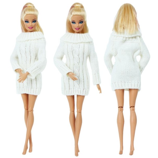 Fehér pulóver Barbie számára 1