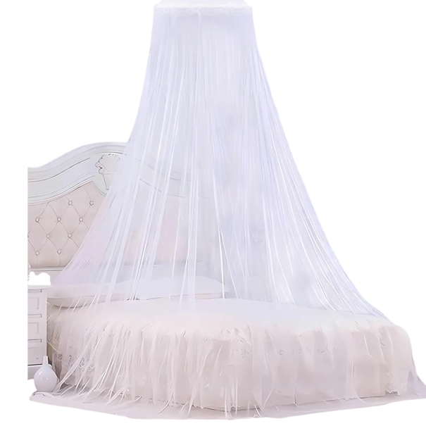 Feine Moskitonetz über dem Bett hängendes Netz 0,6x2,5x10,5 m Polyester Baumwolle Insektenschutz für Schlafzimmer und ruhigen Schlaf weiß