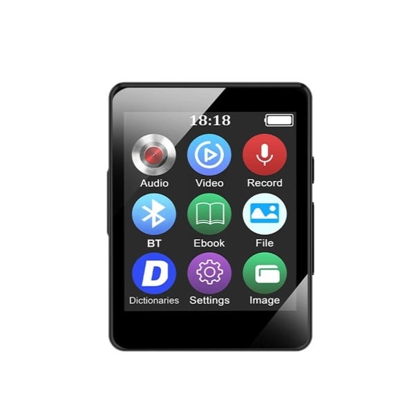 Fekete MP3 MP4 lejátszó Bluetooth 5.0-val, 1,77"-os kijelzővel, zenelejátszóval, rádióval, videofelvétellel, 128 GB-os microSD kártyahellyel 1