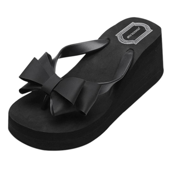 Fekete női flip-flop papucs egy platformon 36