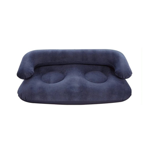 Felfújható kemping kanapé 135 x 66 x 45 cm velúr felülettel és PVC-vel, könnyű 1,3 kg, kempinghez, kertbe, strandra, sátorba és fesztiválra sötétkék