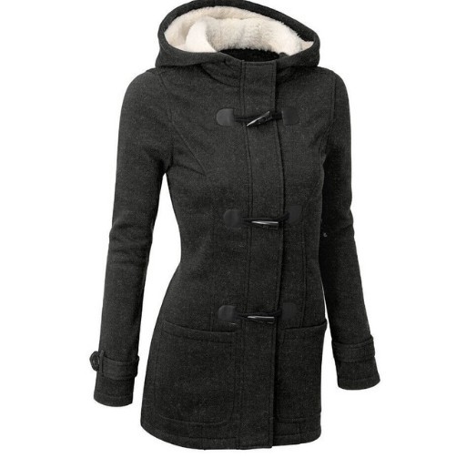 Felpa da donna di lusso in stile cappotto - Grigio scuro XL