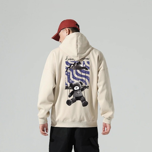 Felpa da uomo con orsetto F117 beige L