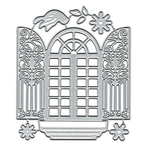 Fém kivágó sablonás ablakredőny 10,2 x 8,8 cm dekoratív ablak virágokkal scrapbook készítéshez 1