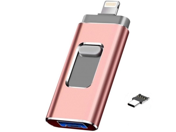 Fém OTG pendrive rózsaszín 64GB