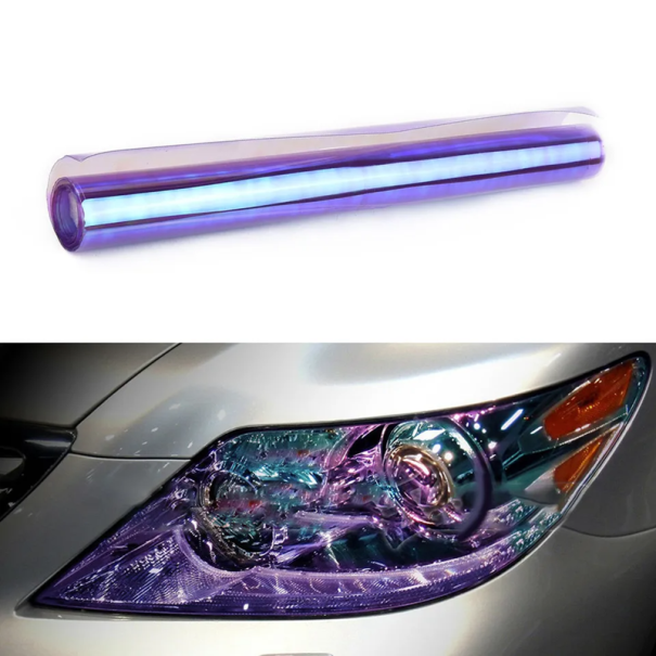 Fényes áttetsző világoslila krómozott vinyl fólia fényszórókhoz 60 x 30 cm Öntapadó védőfólia tuning 1