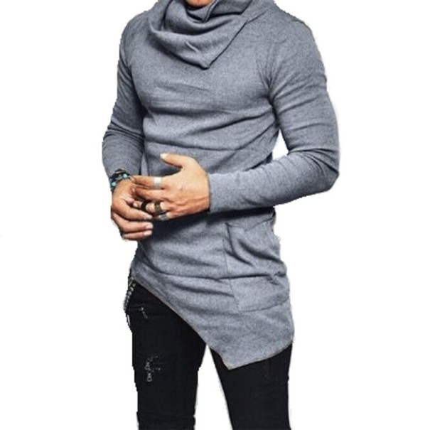 Férfi aszimmetrikus pulóver szürke XL