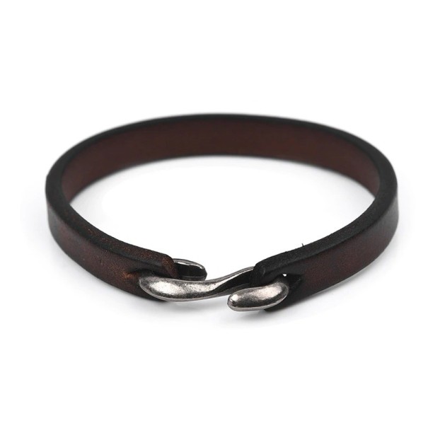 Férfi bőr karkötő H307 sötétbarna 22 cm