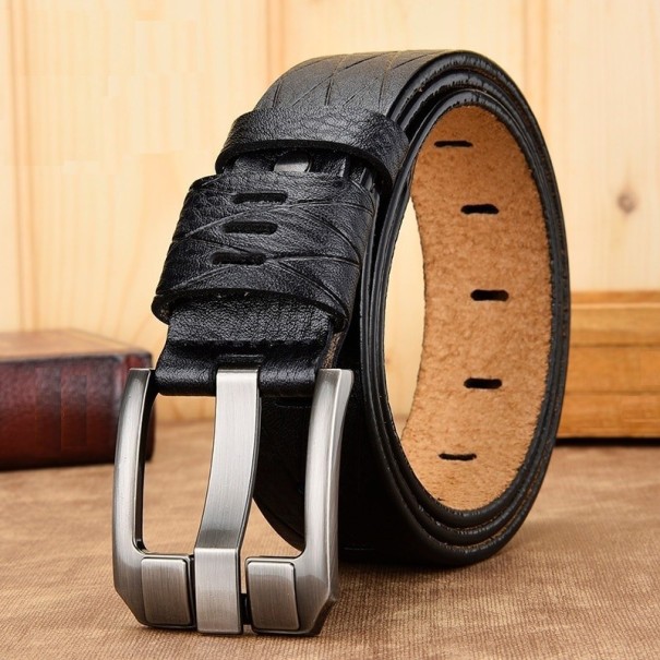 Férfi bőr öv L283 fekete 120 cm