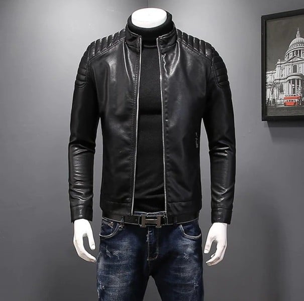 Férfi bőrdzseki F1103 fekete XS