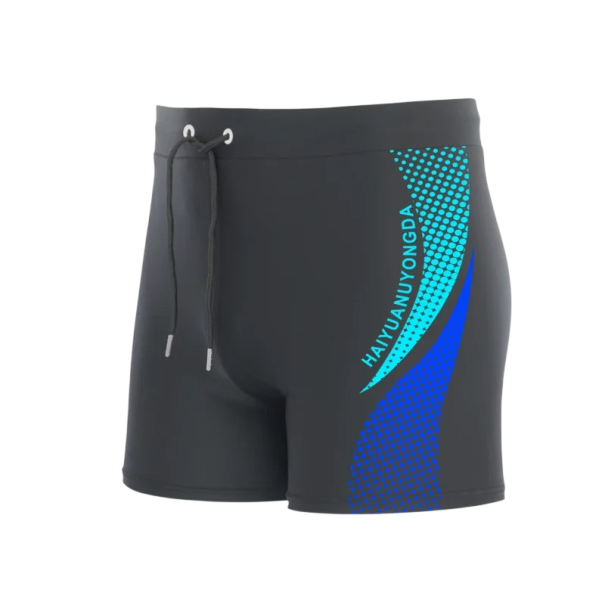 Férfi fürdőnadrág fekete színes mintákkal Poliészter Zsinórral Rugalmas derék Szoros szabás Gyorsan száradó fürdőnadrág a strandra kék M