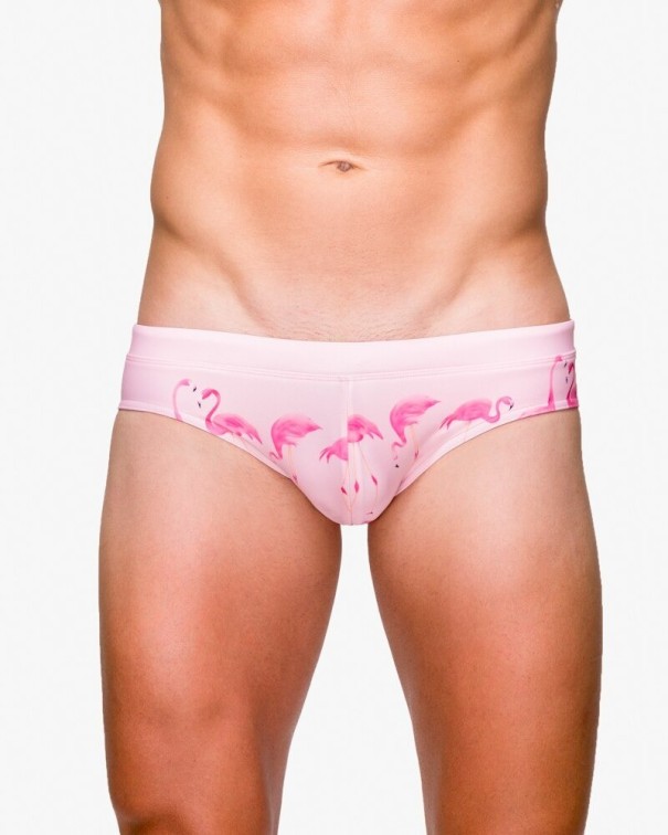 Férfi fürdőruha flamingókkal rózsaszín S