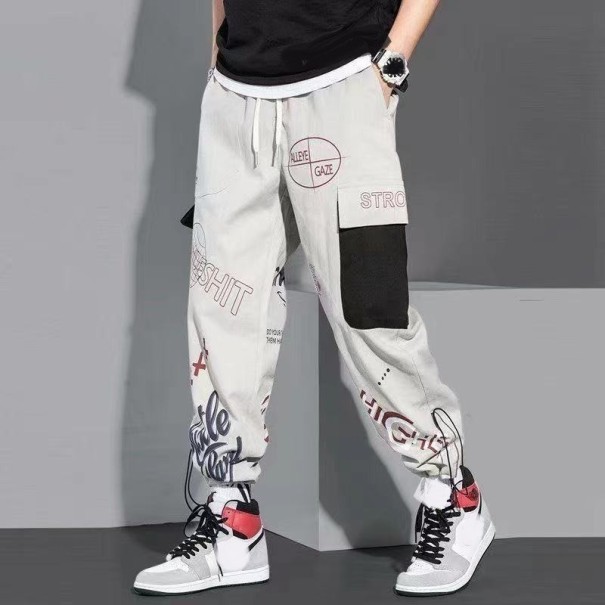 Férfi hip -hop melegítő nadrág F1455 világos szürke XXS