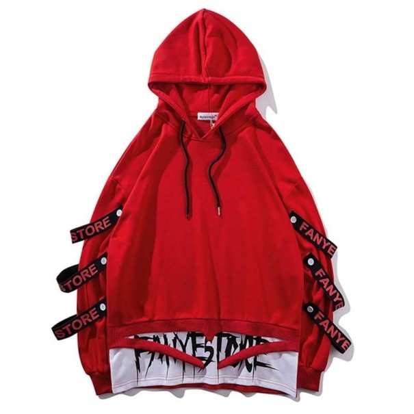 Férfi hip-hop pulóver A2525 piros XS