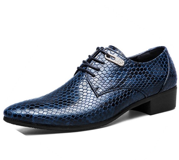 Férfi kígyóbőr stílusú cipő J1510 kék 45