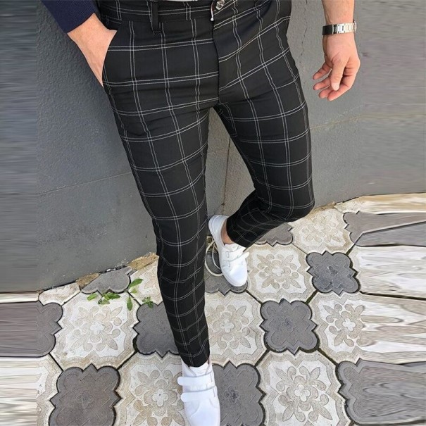 Férfi kockás nadrág F1468 fekete XXL