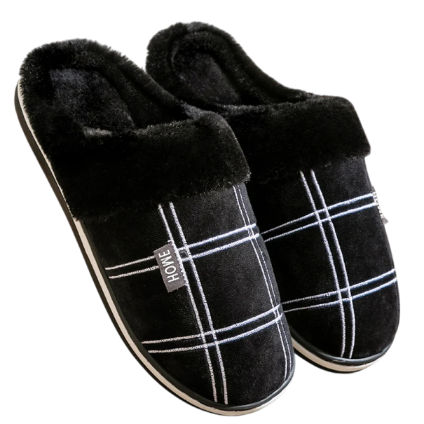 Férfi kockás otthoni házicipő Memory Foam puha házicipő csúszásmentes talppal Kényelmes meleg házicipő Stílusos kivitel fekete 42-43
