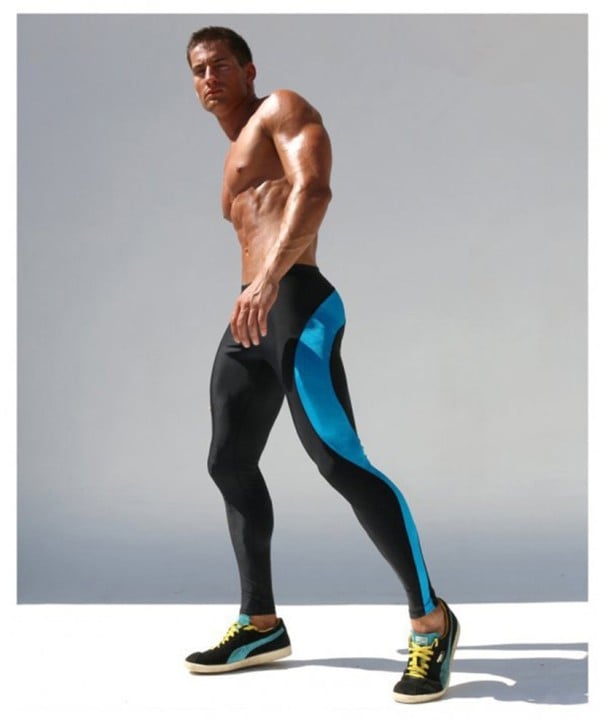 Férfi kompressziós leggings - fekete-kék L