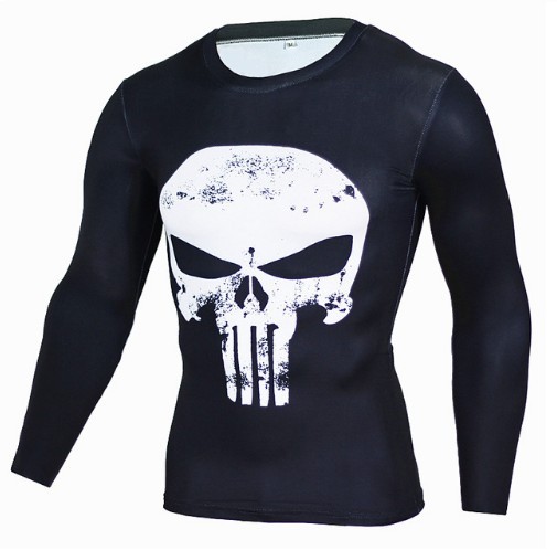 Férfi kompressziós póló 3D motívummal - SKULL 3XL