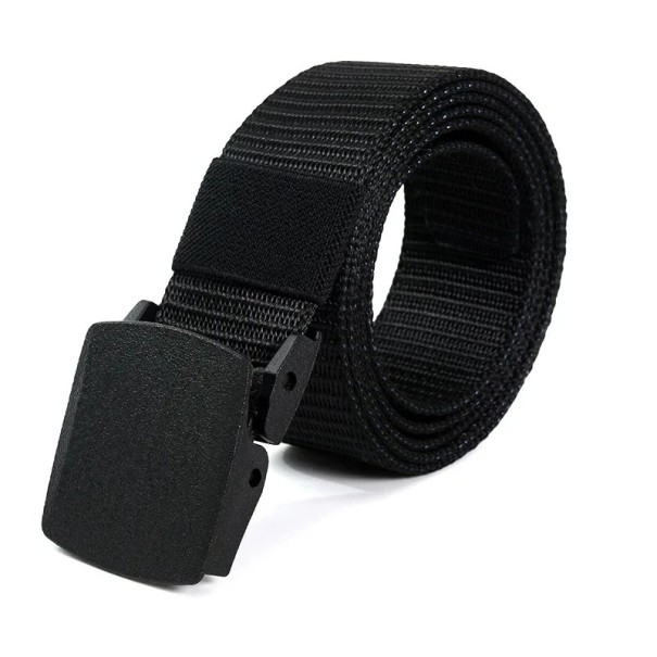 Férfi nylon öv műanyag csattal 120 x 3,7 cm Állítható munkaöv Könnyű, tartós öv mindennapi viselethez fekete
