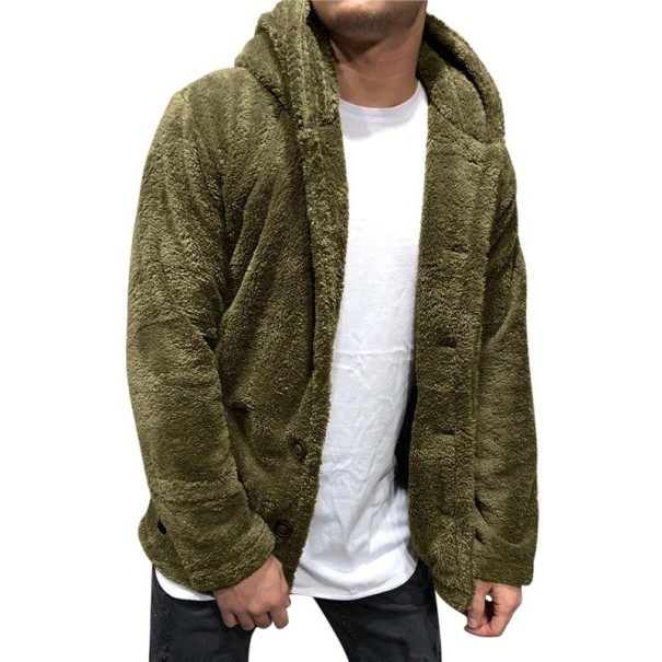 Férfi prémes pulóver F1185 katonai zöld XL