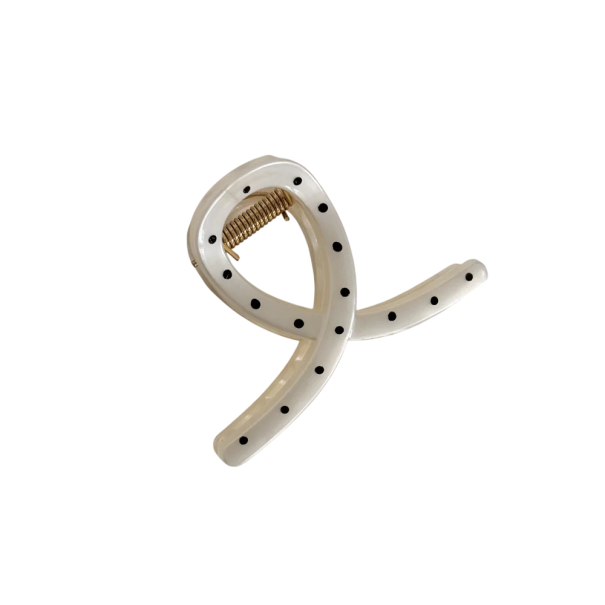 Fermaglio per capelli a pois aperto ad arco 8,5 x 5 cm Fermaglio decorativo da donna Fermaglio decorativo elegante con presa salda bianco