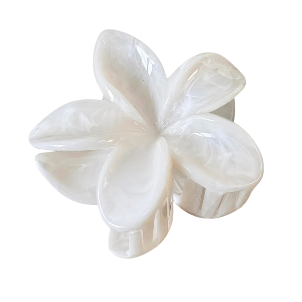 Fermaglio per capelli Fiore 7 cm Fermaglio decorativo per donne Fermaglio per capelli floreale Fermaglio in plastica rigida Accessorio elegante per acconciature bianco