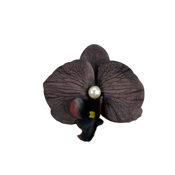Fermaglio per capelli Phalaenopsis con perla Orchidea floreale Farfalla Fiocco Accessorio per capelli elegante Fermaglio stiloso Tessuto nero