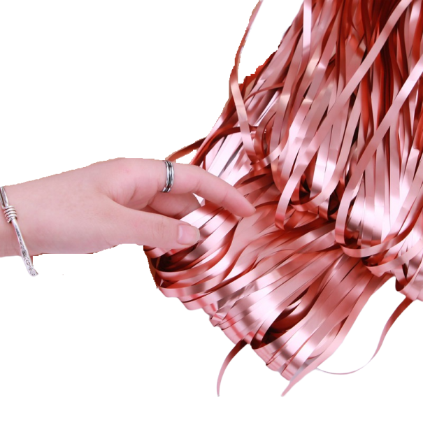 Festgardin med frynser, mat, 2,5 x 1 m rose gold