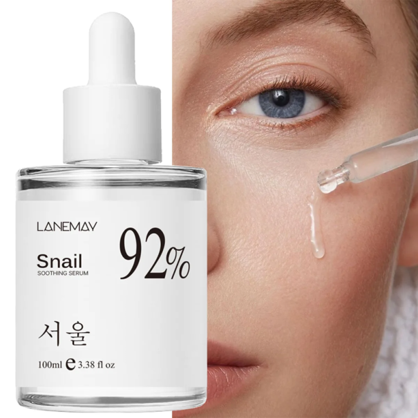 Feuchtigkeitsspendendes Gesichtsserum mit 92 % Schneckenschleimextrakt 100 ml Hauterneuerung Regeneration Feuchtigkeit Anti-Falten-Serum 10,7 x 4,9 cm 1