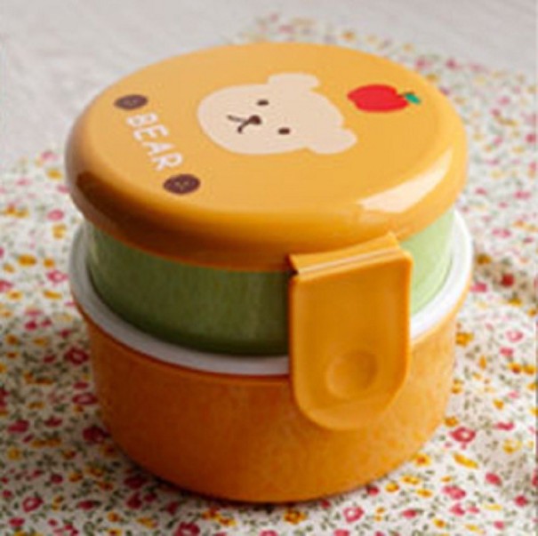 Fiambrera infantil de dos niveles naranja