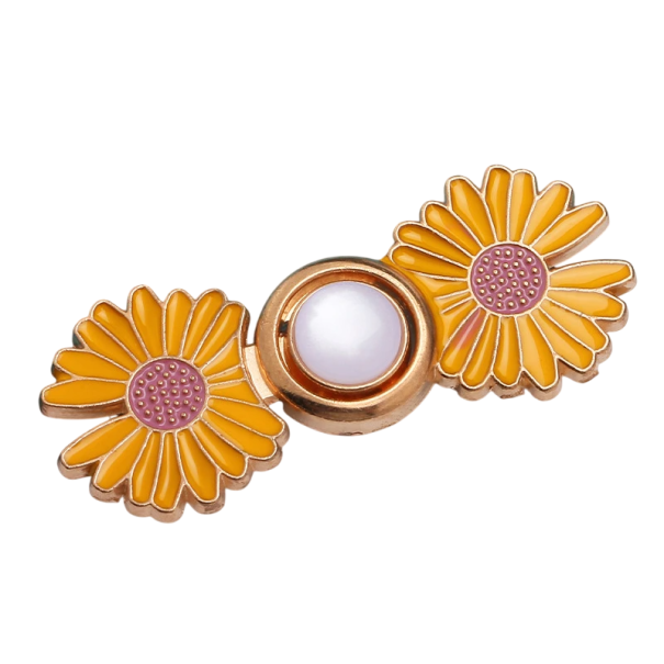 Fibbia metallica regolabile per cintura 4,6 x 1,9 cm Decorazione perla con fiori Stringere i pantaloni Senza cuciture Fibbia elegante per jeans Gonne Pantaloni corti giallo