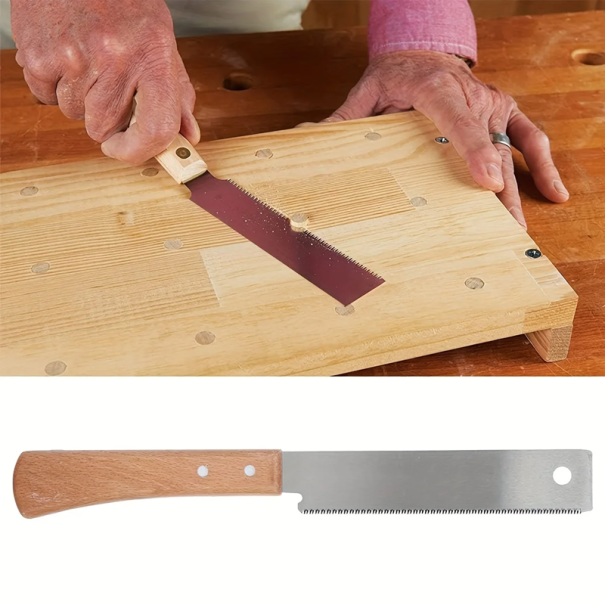 Fierăstrău manual pentru lemn de 30 cm Dinți ascuțiți pentru tăiere precisă Mâner ergonomic din lemn Fierăstrău universal pentru lucrări casnice 1