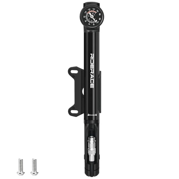Fiets handpomp met manometer 275 x 37,8 mm draagbare hogedruk bandenpomp Presta Schrader AV FV legering body voor fiets zwart