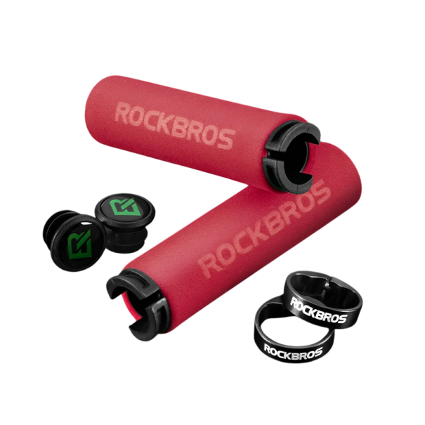 Fiets handvatten 13 x 2,2 cm MTB Siliconen schokabsorberende sponzen Anti-slip zachte handvatten Borgring Aluminium PVC plug Stuur rood