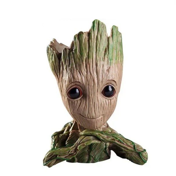 Figura de coleção Groot com as mãos debaixo da cabeça 14 x 8 cm Personagem de filme Pequeno vaso Decoração de mesa Presente para fãs 1