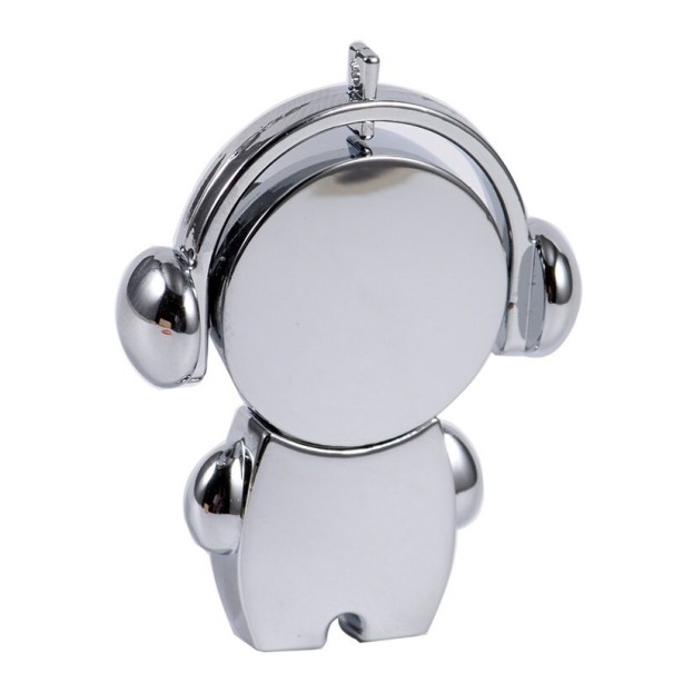 Figura de palo con memoria USB y auriculares plateado 64GB
