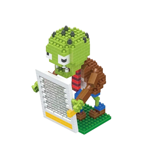 Figura dobrável de zombie de Plants vs Zombies 350 peças Mini construção Figura de jogo Bloco de construção para crianças e colecionadores 6,5 x 7,5 x 10,5 cm 1