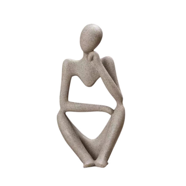 Figurină abstractă 6 x 5 x 13 cm Figură gânditoare așezată Decorațiune modernă pentru birou Decorațiune artistică pentru casă și birou bej