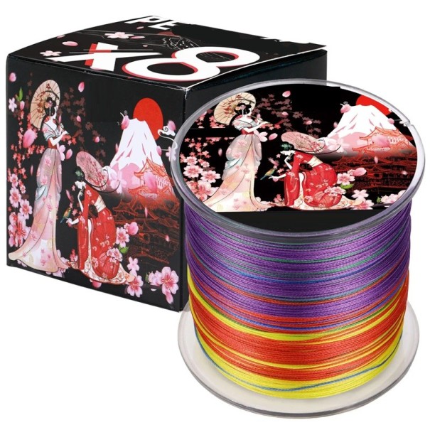 Fil de pêche tressé japonais 300 m 0,32 mm 32 kg Corde de pêche tressée résistante pour la pêche en mer et en eau douce Fil tressé très résistant et flexible avec une surface lisse multicolore