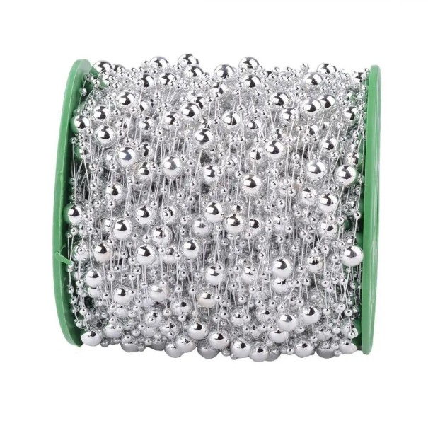 Fil de perles 10 m Fil décoratif en perles Guirlande de mariage Corde décorative pour cadeaux Décorations de Noël Création créative argenté